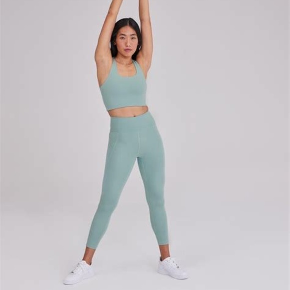 Girlfriend Collective Compressive High Rise Pocket Legging in Blue Pond - Picture 2 of 7
